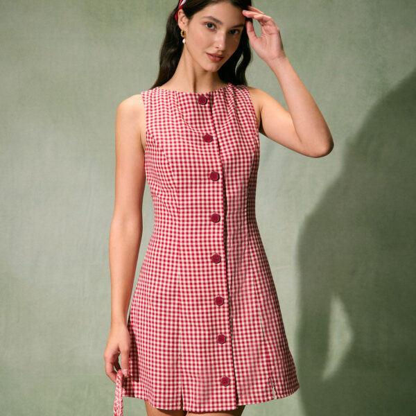 Fabric:This Plaid Mini Dress is made of Cotton. Cotton fabric features humidity balance