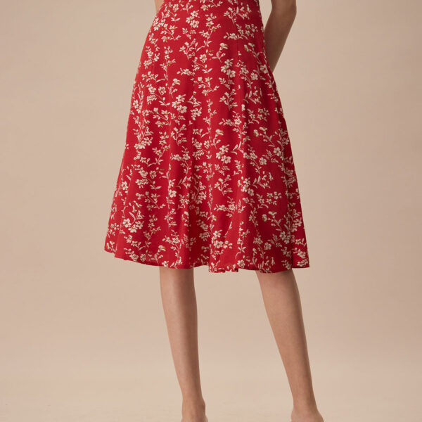 Fabric:This Floral Midi Skirt is made of Polyester. Polyester is an artificial fiber that feels soft