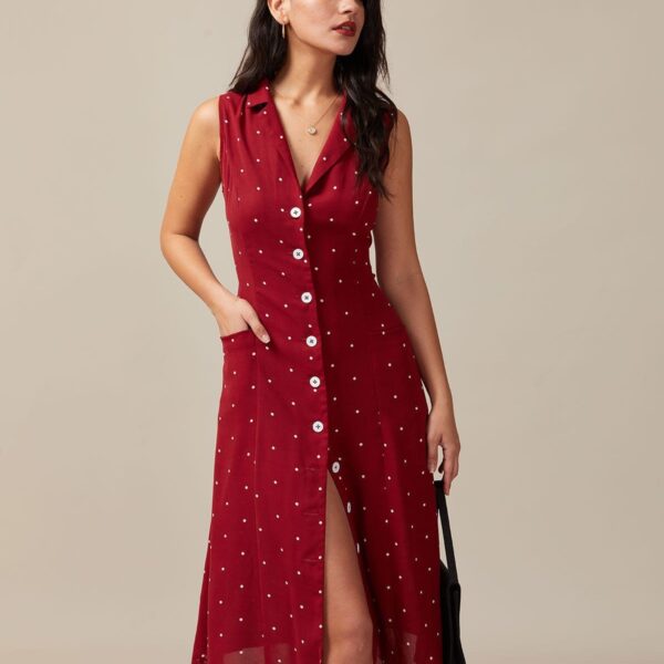 Fabric:This Sleeveless Midi Dress is made of Polyester. Polyester is an artificial fiber that feels soft