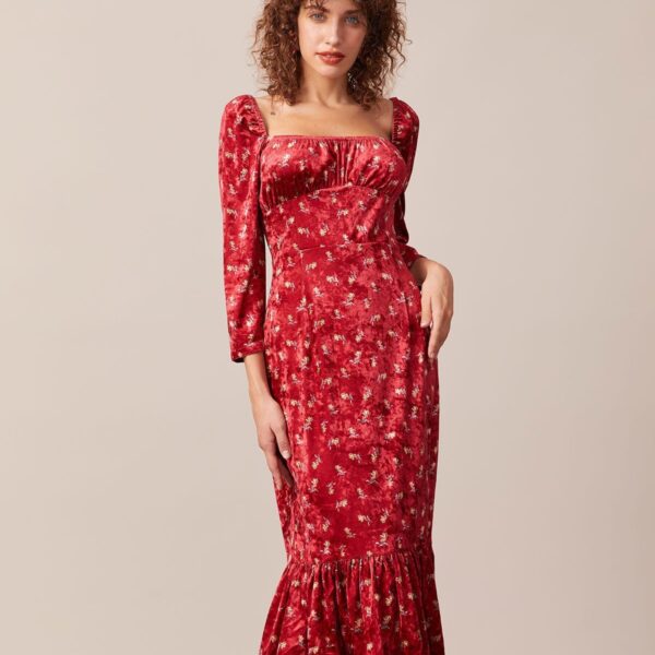 Fabric:This Velvet Midi Dress is made of Polyester. Polyester is an artificial fiber that feels soft