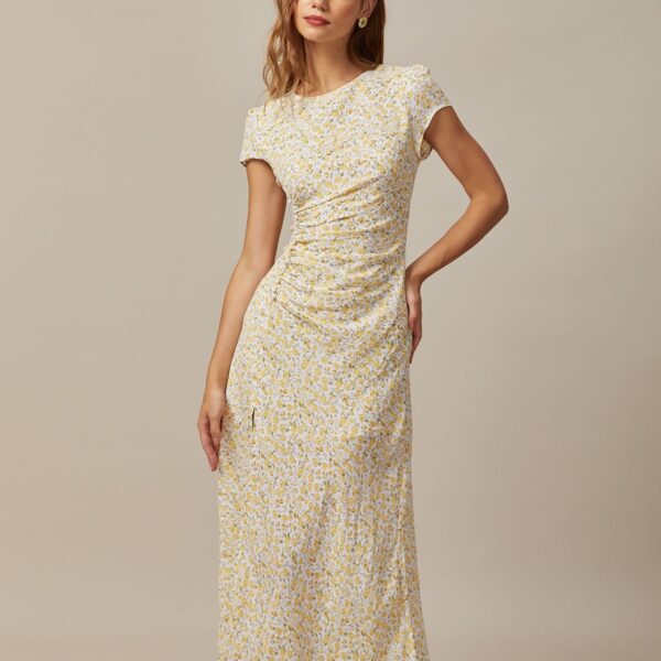 Fabric:This Short Sleeve Midi Dress is made of Polyester. Polyester is an artificial fiber that feels soft
