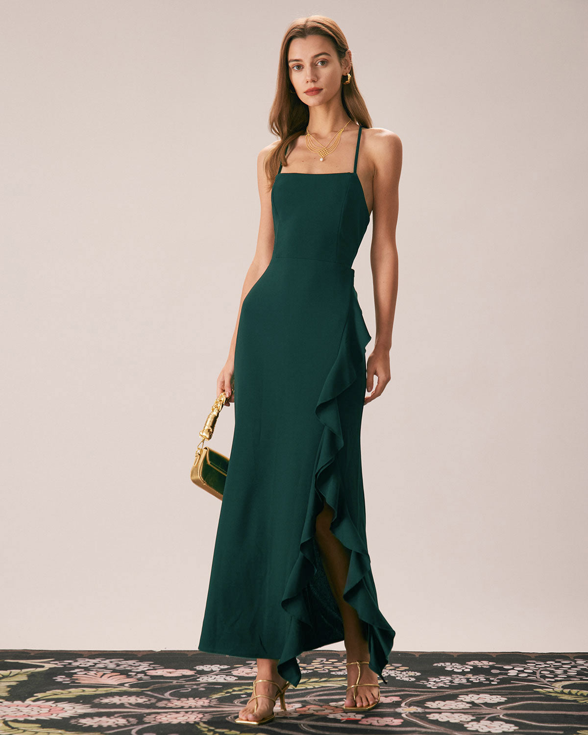 Fabric:This Ruffle Maxi Dress is made of Polyester. Polyester is an artificial fiber that feels soft