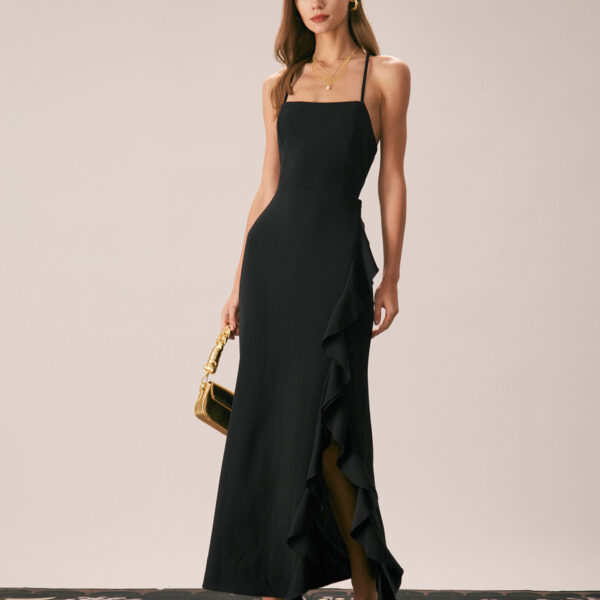 Fabric:This Ruffle Maxi Dress is made of Polyester. Polyester is an artificial fiber that feels soft