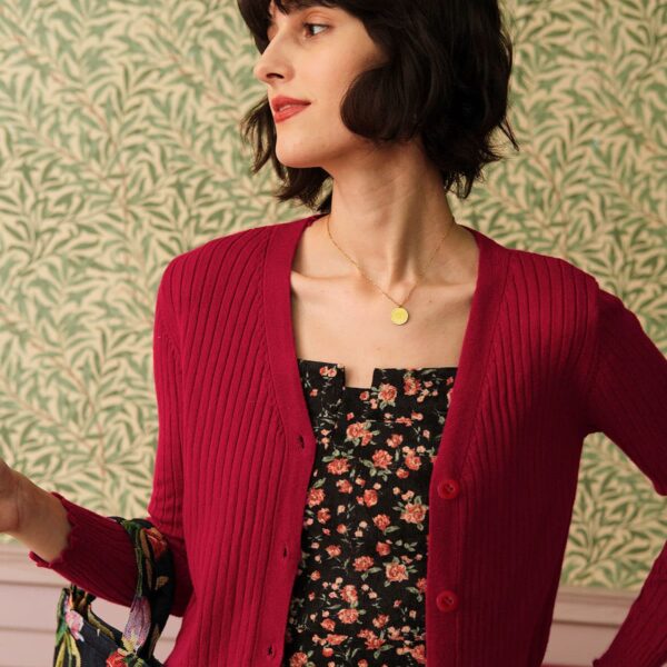 Details:- Solid color- V neck- Ribbed Cardigan - Single-breasted buttons- Slim fittingFabric:It is made of Acrylic and Polyester. Polyester is an artificial fiber that feels soft