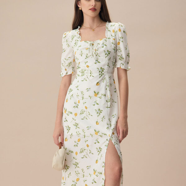 Fabric:This Floral Midi Dress is made of Polyester. Polyester is an artificial fiber that feels soft