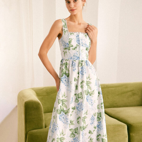 Fabric:This Floral Midi Dress is made of Polyester. Polyester is an artificial fiber that feels soft