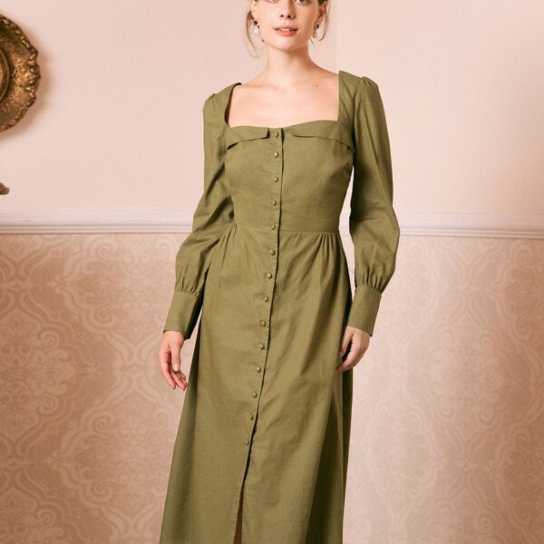 Fabric:This Button Midi Dress is made of Cotton and Linen. Cotton fabric features humidity balance