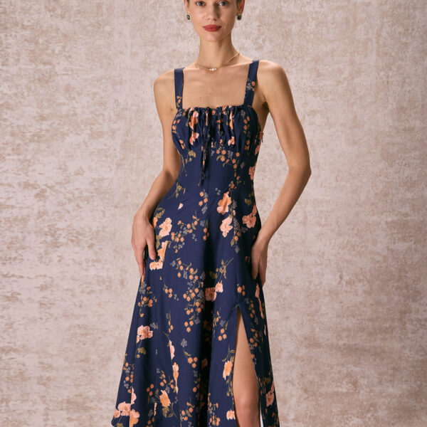 Fabric:This Floral Midi Dress is made of Polyester. Polyester is an artificial fiber that feels soft