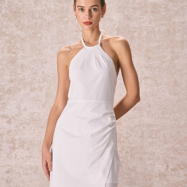 Fabric:This White Mini Dress is made of Cotton and Linen. Cotton fabric features humidity balance