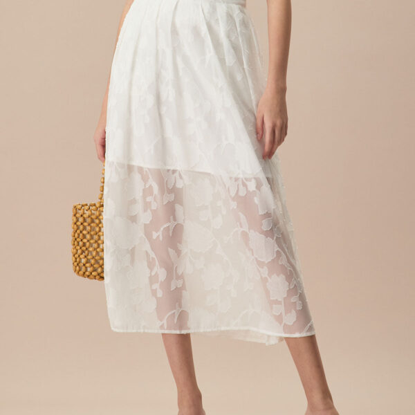 Fabric:This Jacquard Midi Skirt is made of Polyester. Polyester is an artificial fiber that feels soft