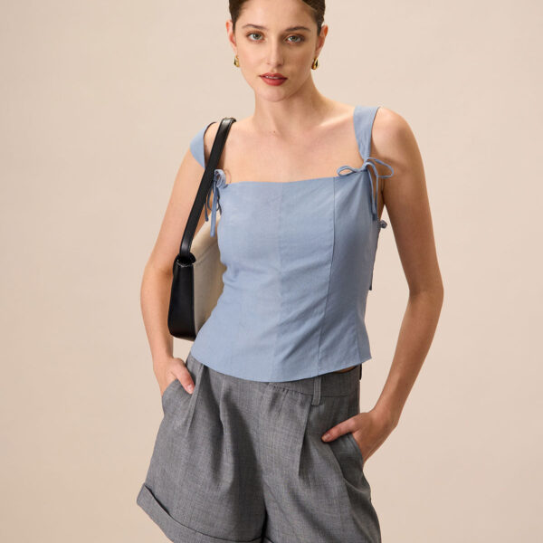 Fabric:This Blue Tank Top is made of Cotton and Linen. Cotton fabric features humidity balance