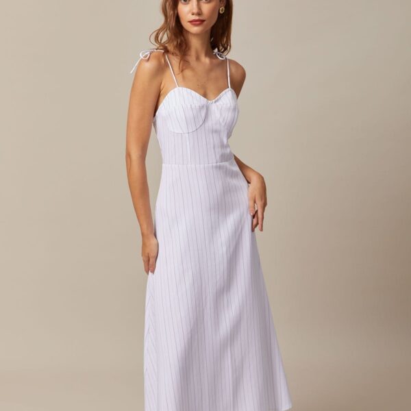 Details:- Striped- Tie & Shirred- A Line- 96% Polyester