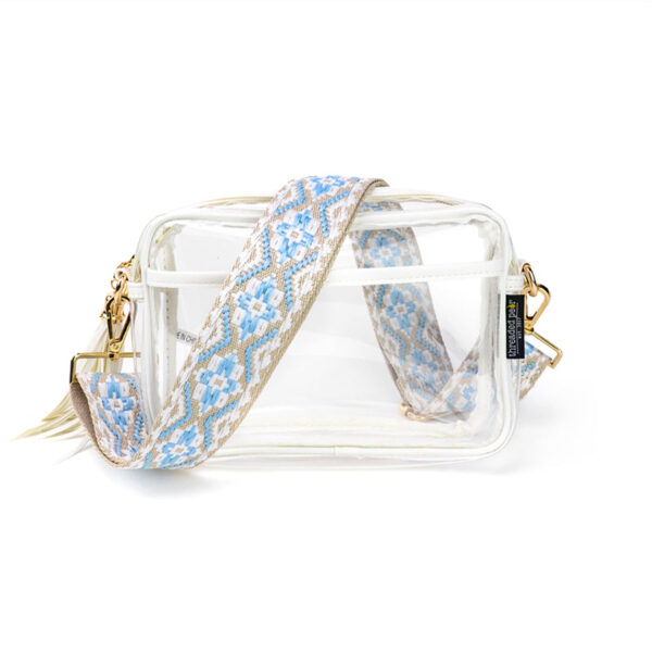 Now you can build your perfect clear bag! Pick your favorite color bag and then pick your favorite style strap to build the perfect bag. All straps are interchangeable!Our beautiful Courtney Crossbody from the Threaded Pear is now available in a clear! 