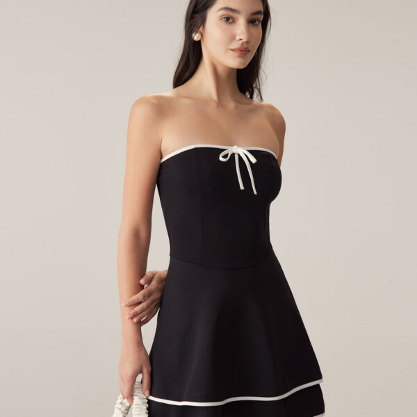 Fabric:This Strapless Mini Dress is made of Polyester and Spandex. Polyester is an artificial fiber that feels soft