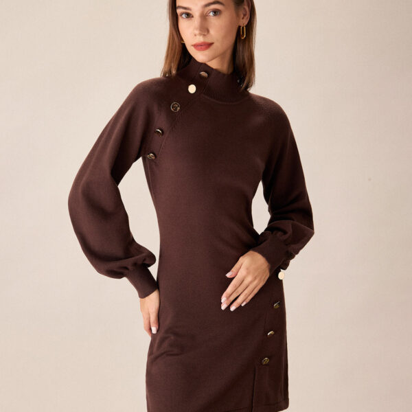 Fabric:This Button Sweater Dress is made of Polyester and Spandex. Polyester is an artificial fiber that feels soft