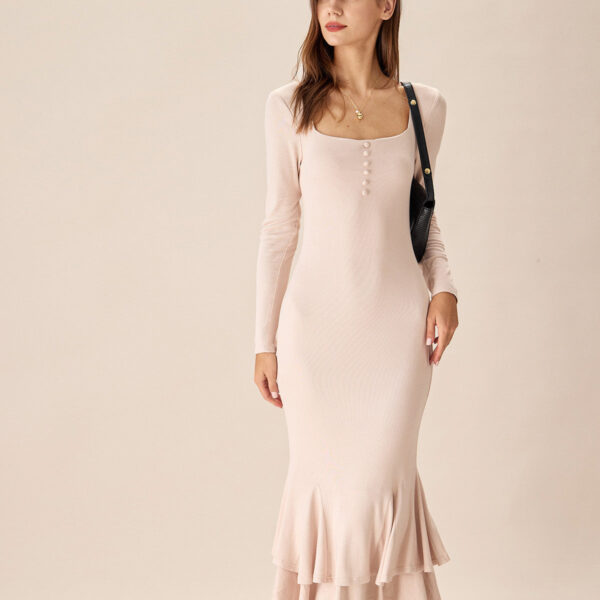 Fabric:This Mermaid Midi Dress is made of Viscose and Spandex. Viscose (aka rayon) is a man-made cellulosic fiber made from wood pulp. It's soft