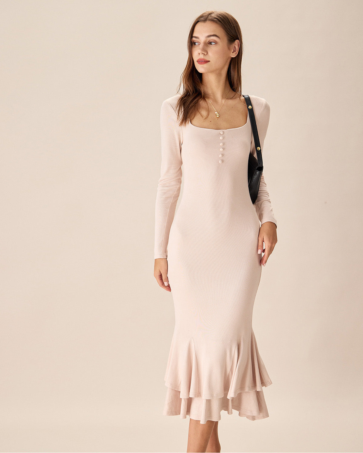 Fabric:This Mermaid Midi Dress is made of Viscose and Spandex. Viscose (aka rayon) is a man-made cellulosic fiber made from wood pulp. It's soft