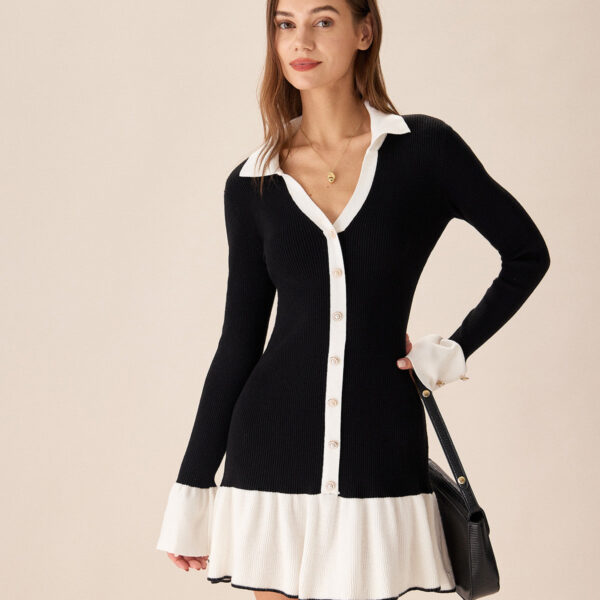 Fabric:This Contrasting Sweater Dress is made of Viscose