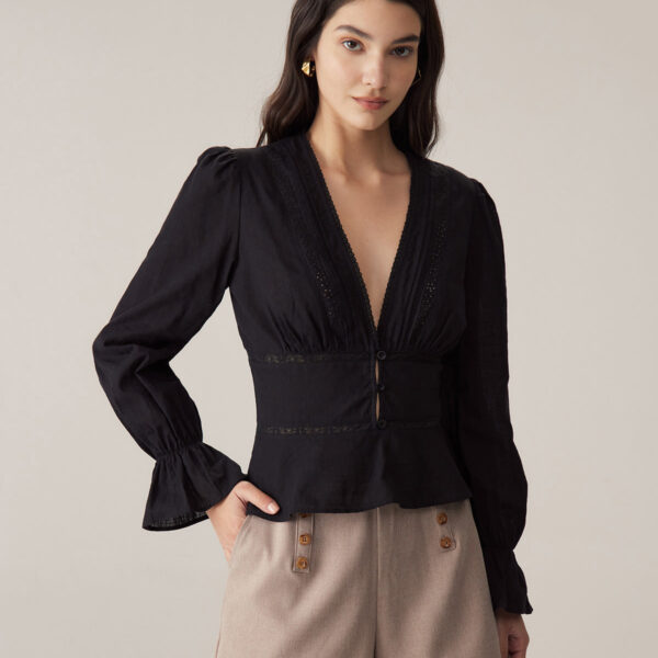 Fabric:This Ruffle Blouse is made of Cotton. Cotton fabric features humidity balance