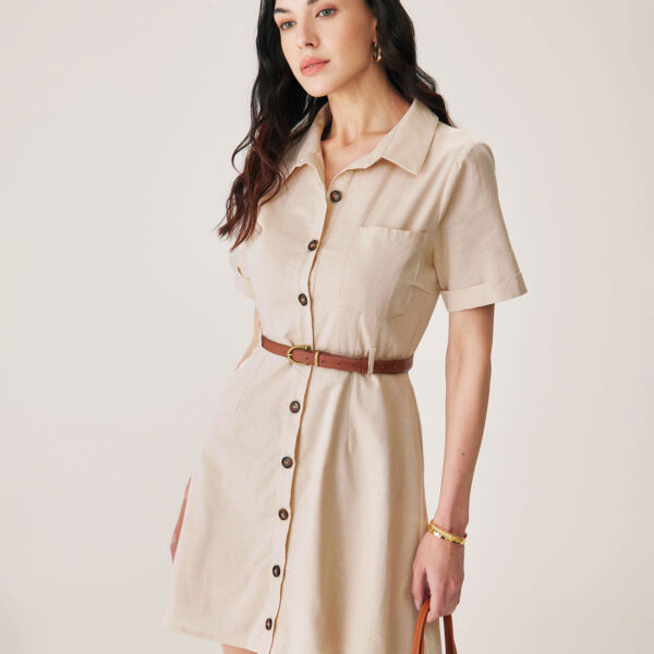 Fabric:This Pocket Mini Dress is made of Polyester. Polyester is an artificial fiber that feels soft
