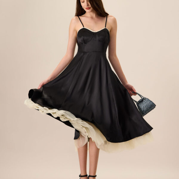 Fabric:This Slip Midi Dress is made of Polyester and Spandex. Polyester is an artificial fiber that feels soft