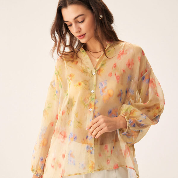 Fabric:This Floral Blouse is made of Polyester. Polyester is an artificial fiber that feels soft