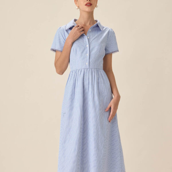 Fabric:This Striped Midi Dress is made of Polyester and Cotton. Polyester is an artificial fiber that feels soft