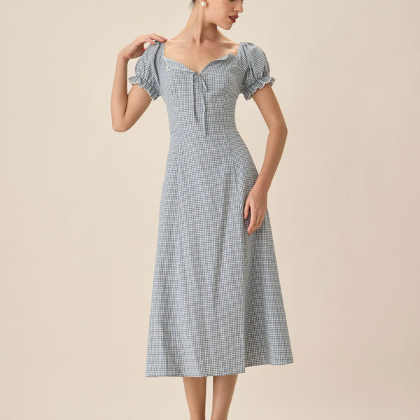 Fabric:This Plaid Midi Dress is made of Cotton and Polyester. Cotton fabric features humidity balance
