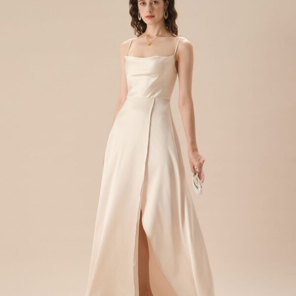 Fabric:This Satin Maxi Dress is made of Polyester and Spandex. Polyester is an artificial fiber that feels soft