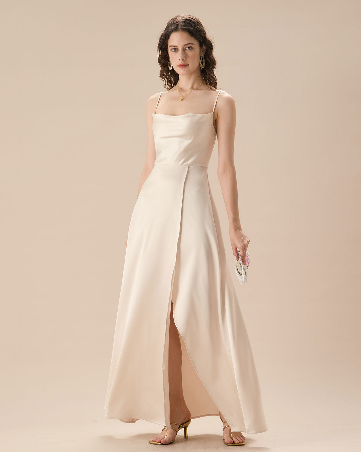 Fabric:This Satin Maxi Dress is made of Polyester and Spandex. Polyester is an artificial fiber that feels soft
