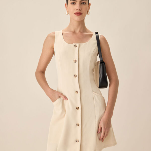 Fabric:This Button Mini Dress is made of Polyester. Polyester is an artificial fiber that feels soft
