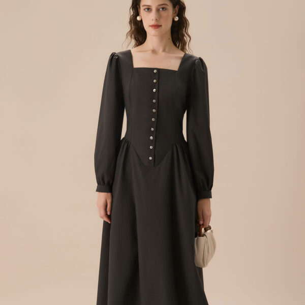 Fabric:This Puffed Sleeve Midi Dress is made of Viscose and Polyester. Viscose (aka rayon) is a man-made cellulosic fiber made from wood pulp. It's soft