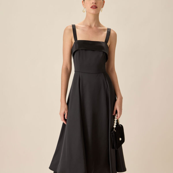Fabric:This Satin Midi Dress is made of Polyester and Spandex. Polyester is an artificial fiber that feels soft