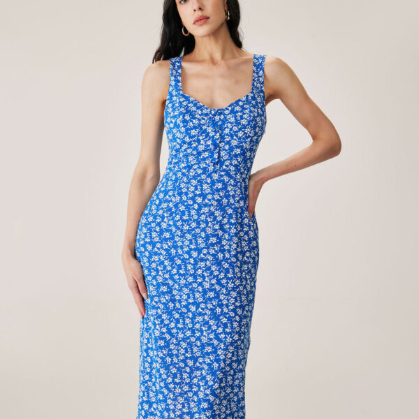 Fabric:This Floral Midi Dress is made of Polyester. Polyester is an artificial fiber that feels soft