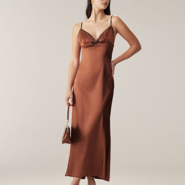 Fabric:This Slip Maxi Dress is made of Polyester. Polyester is an artificial fiber that feels soft