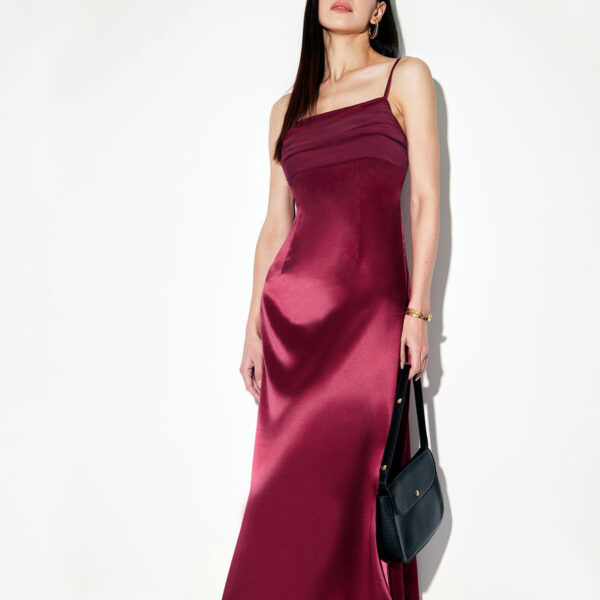 Fabric:This Satin Maxi Dress is made of Polyester. Polyester is an artificial fiber that feels soft
