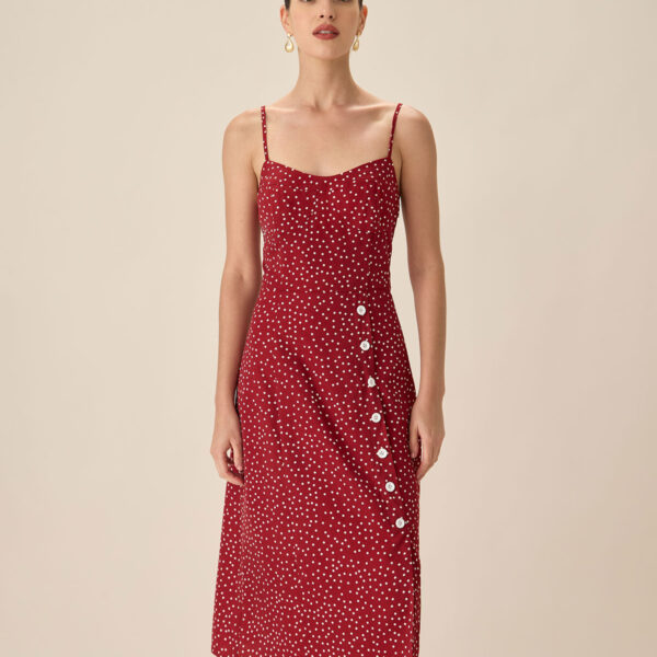Fabric:This Slip Midi Dress is made of Polyester. Polyester is an artificial fiber that feels soft