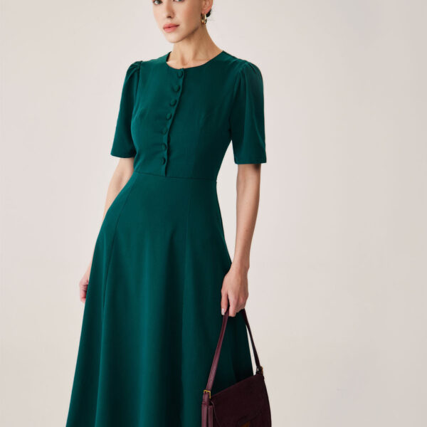Fabric:This Button Midi Dress is made of Polyester. Polyester is an artificial fiber that feels soft