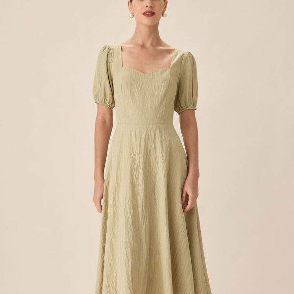 Fabric:This Shirred Midi Dress is made of Polyester and Nylon. Polyester is an artificial fiber that feels soft