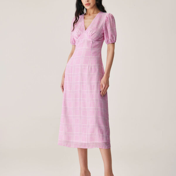 Fabric:This Plaid Midi Dress is made of Polyester. Polyester is an artificial fiber that feels soft