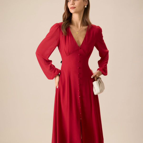Fabric:This Slit Midi Dress is made of Polyester. Polyester is an artificial fiber that feels soft