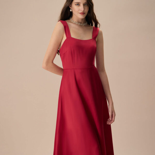 Fabric:This Slip Midi Dress is made of Polyester and Spandex. Polyester is an artificial fiber that feels soft