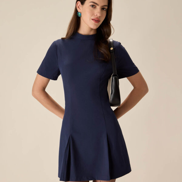 Fabric:This Pleated Mini Dress is made of Polyester and Spandex. Polyester is an artificial fiber that feels soft