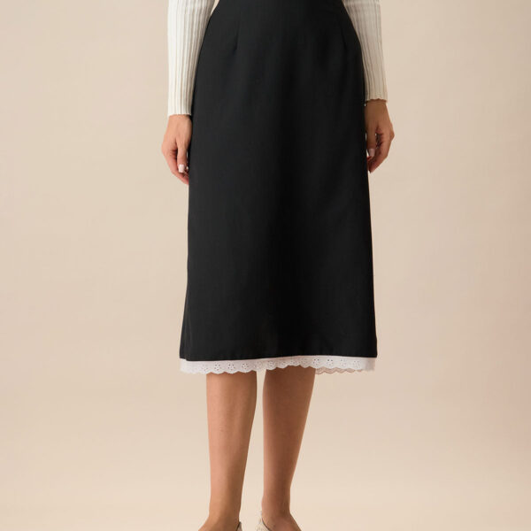 Fabric:This Slit Midi Skirt is made of Polyester and Viscose. Polyester is an artificial fiber that feels soft