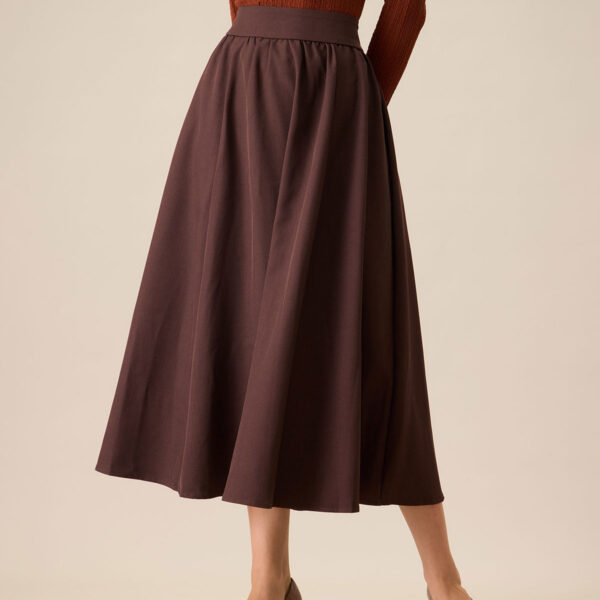 Fabric:This Pleated Midi Skirt is made of Polyester. Polyester is an artificial fiber that feels soft