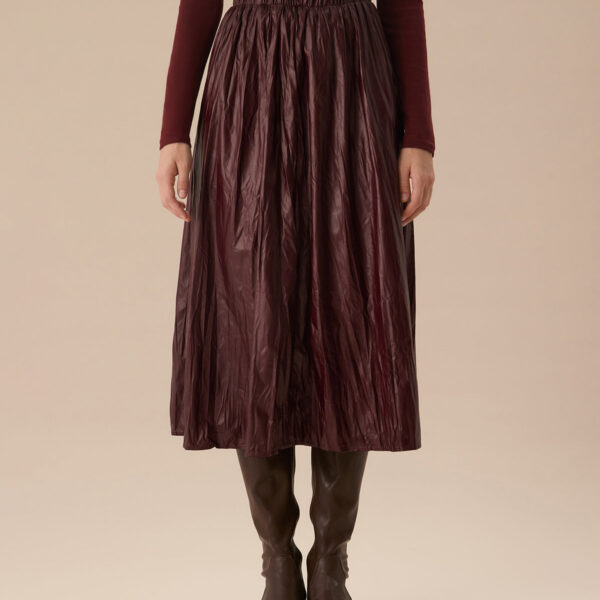 Fabric:This Ruched Midi Skirt is made of Polyester. Polyester is an artificial fiber that feels soft