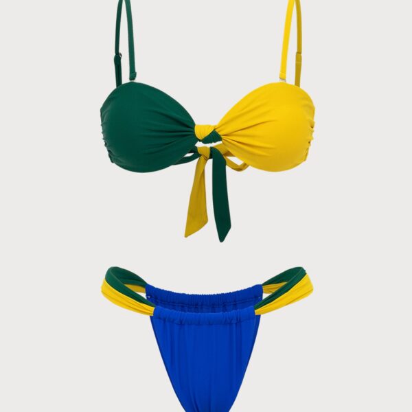 Back Neckline: Strap Fabric Stretch: High Stretch Waist: Low Waisted Closure Type: Elastic Waist Pattern Type: Solid Embellishment: Contrasting colors