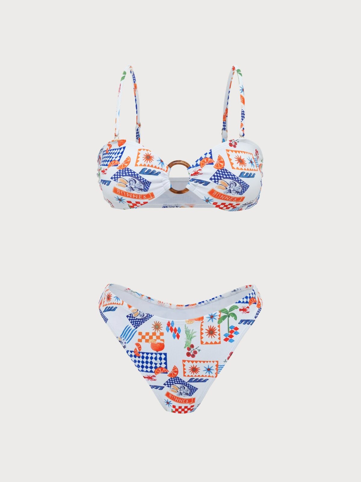 Back Neckline: Strap Fabric Stretch: High Stretch Waist: Low Waisted Closure Type: Elastic Waist Pattern Type: Geometric