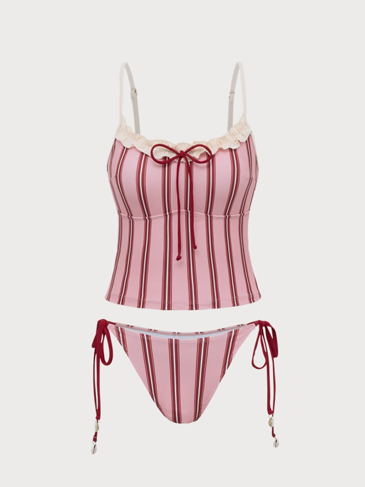 Back Neckline: Strap Fabric Stretch: High Stretch Waist: Low Waisted Closure Type: Drawstring Pattern Type: Striped Embellishment: Floral