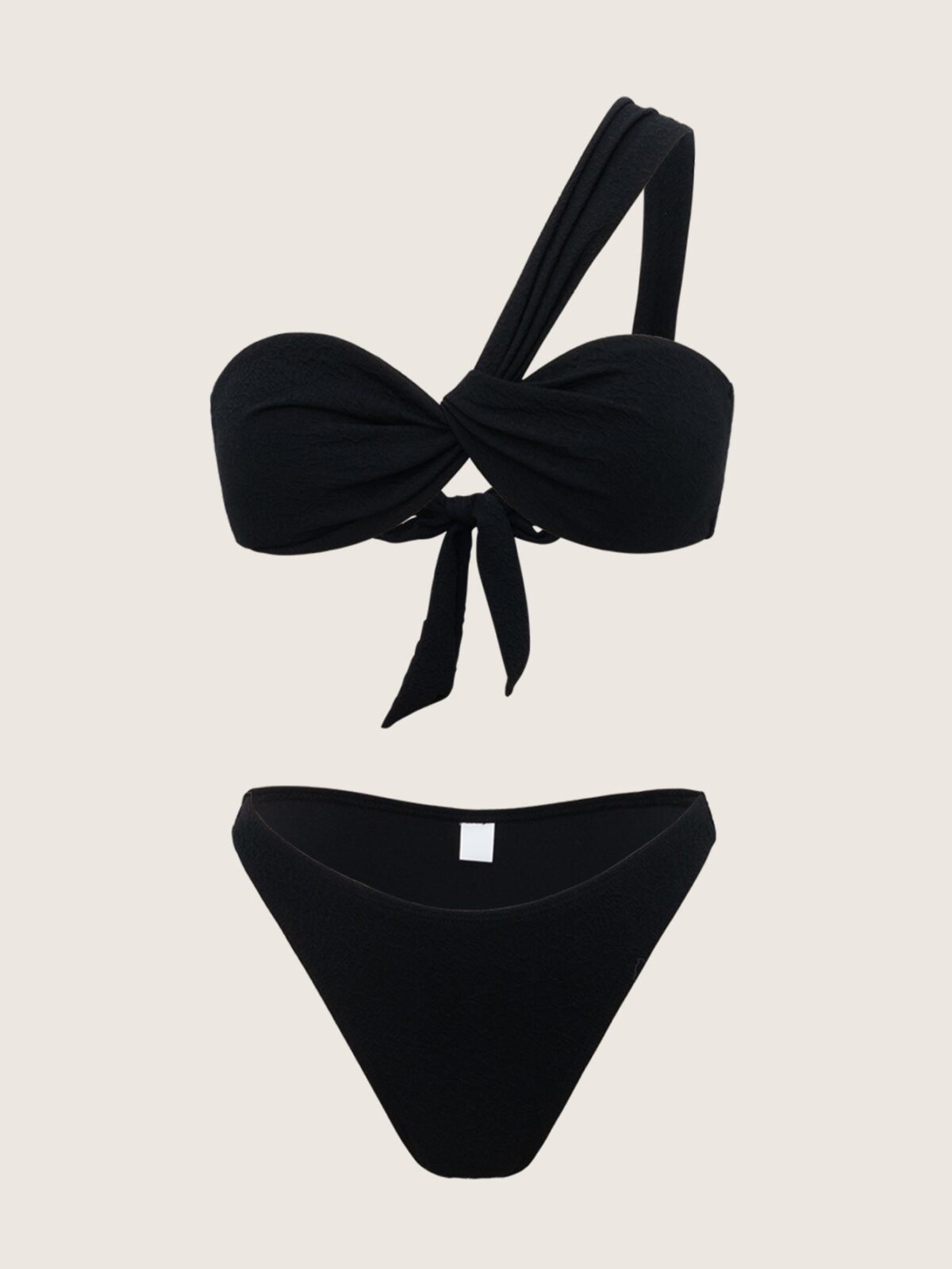 Back Neckline: One shoulder Fabric Stretch: High Stretch Waist: Low Waisted Closure Type: Elastic Waist Pattern Type: Solid Embellishment: Jacquard